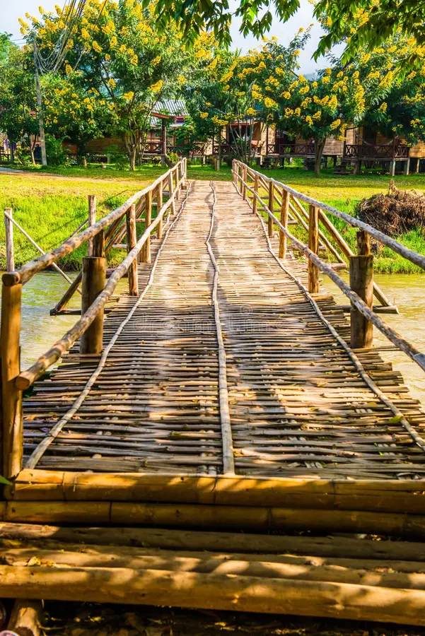 Pai Pai Bamboo Bridge In Thailand